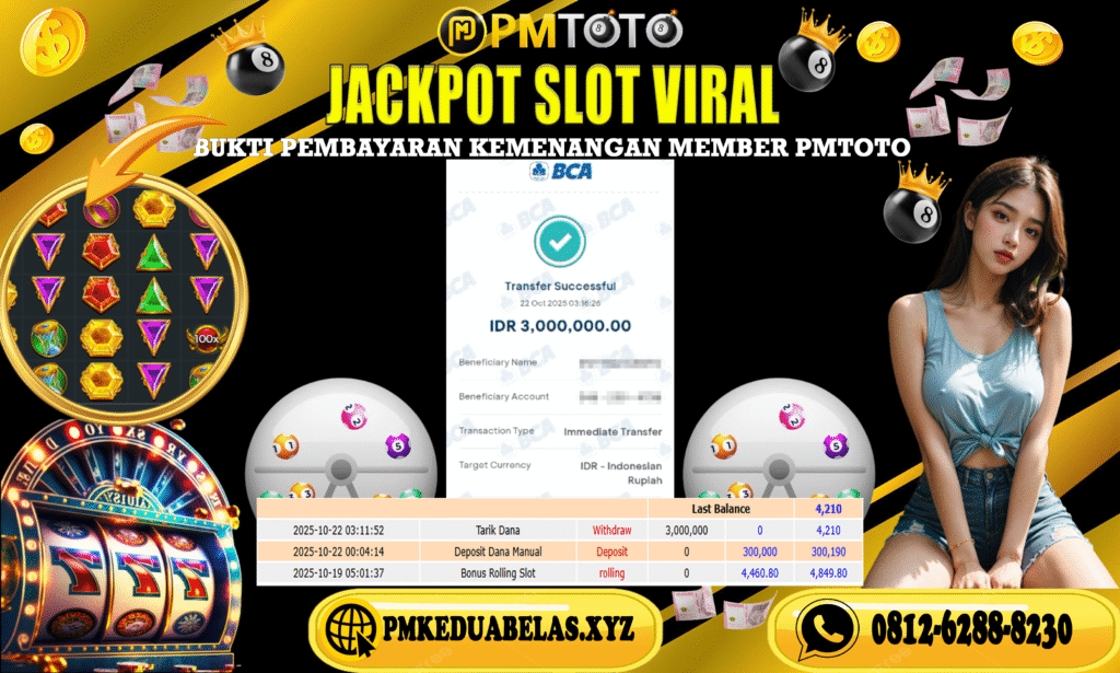 SELAMAT KEPADA MEMBER PMTOTO JACKPOT GATES OF OLYMPUS 1000 Rp.3.000.000.,- LUNAS