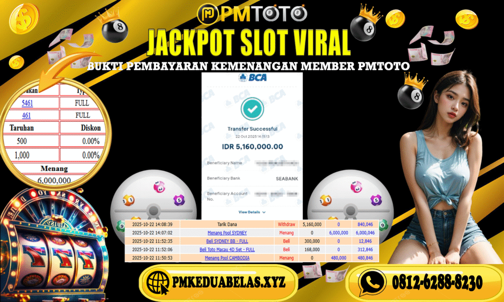 SELAMAT KEPADA MEMBER PMTOTO JACKPOT SYDNEY Rp.5.160.000.,- LUNAS