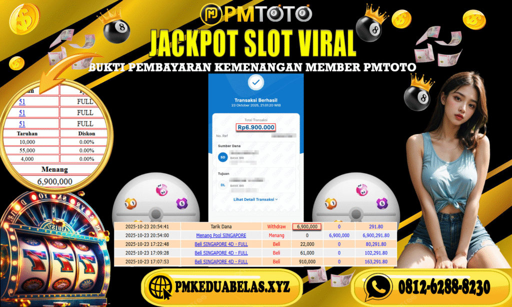 SELAMAT KEPADA MEMBER PMTOTO JACKPOT SINGAPORE Rp.6.900.000.,- LUNAS