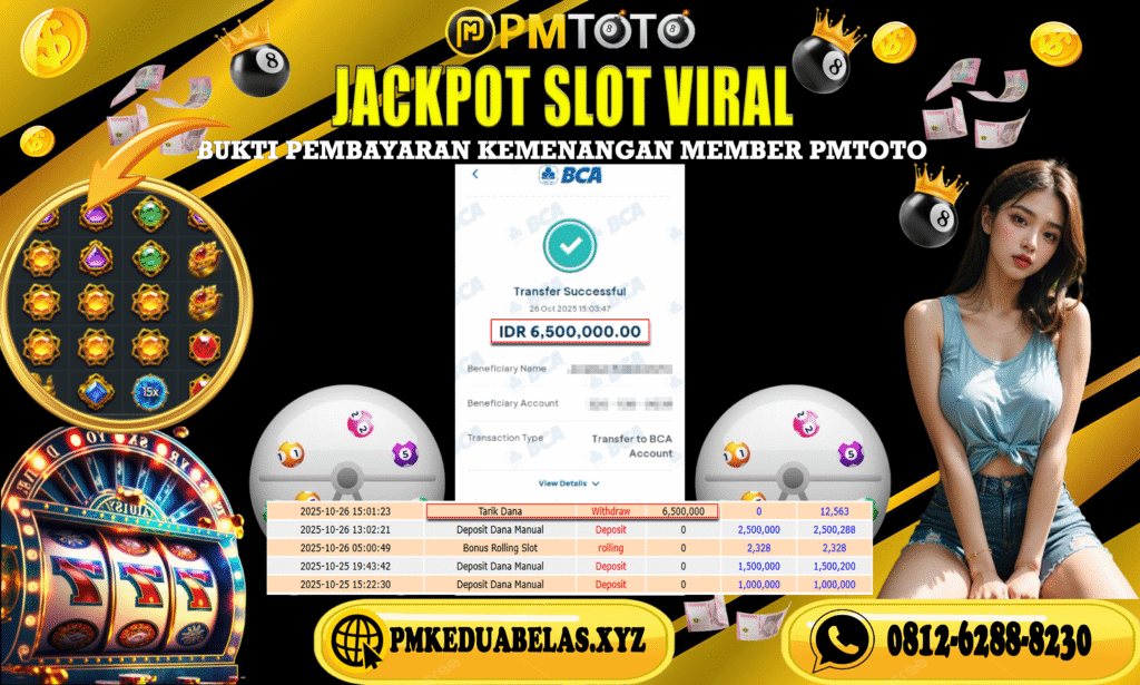 SELAMAT KEPADA MEMBER PMTOTO JACKPOT GATES OF GATOT KACA 1000 Rp.6.500.000.,- LUNAS