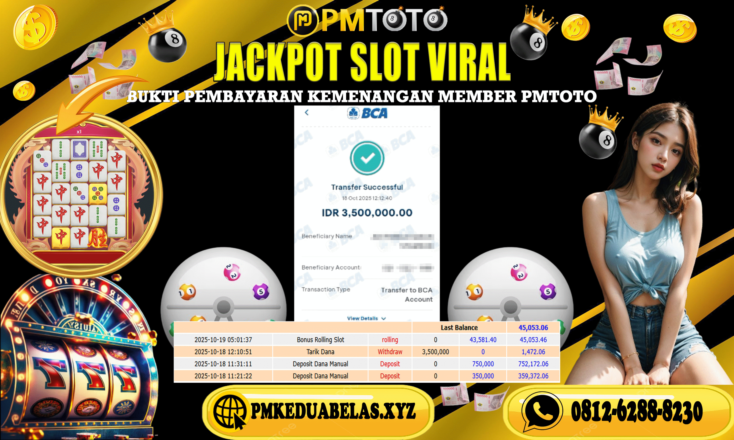 SELAMAT KEPADA MEMBER PMTOTO JACKPOT MAHJONG WAYS 3-BLACK SCATTER Rp.3.500.000.,- LUNAS