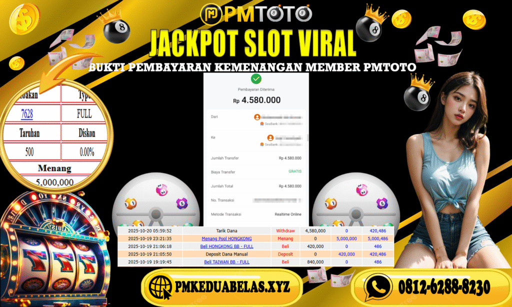 SELAMAT KEPADA MEMBER PMTOTO JACKPOT HONGKONG Rp.4.580.000.,- LUNAS