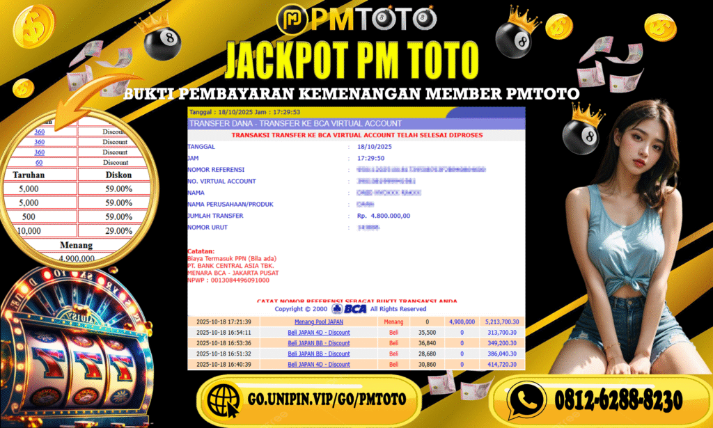 SELAMAT KEPADA MEMBER PMTOTO JACKPOT JAPAN Rp.4.900.000.,- LUNAS