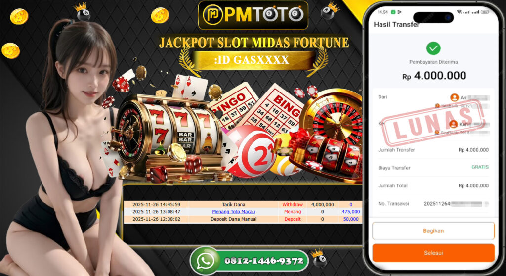 SELAMAT KEPADA MEMBER PMTOTO JACKPOT TOGEL TOTO MACAU Rp.4.000.000.,- LUNAS