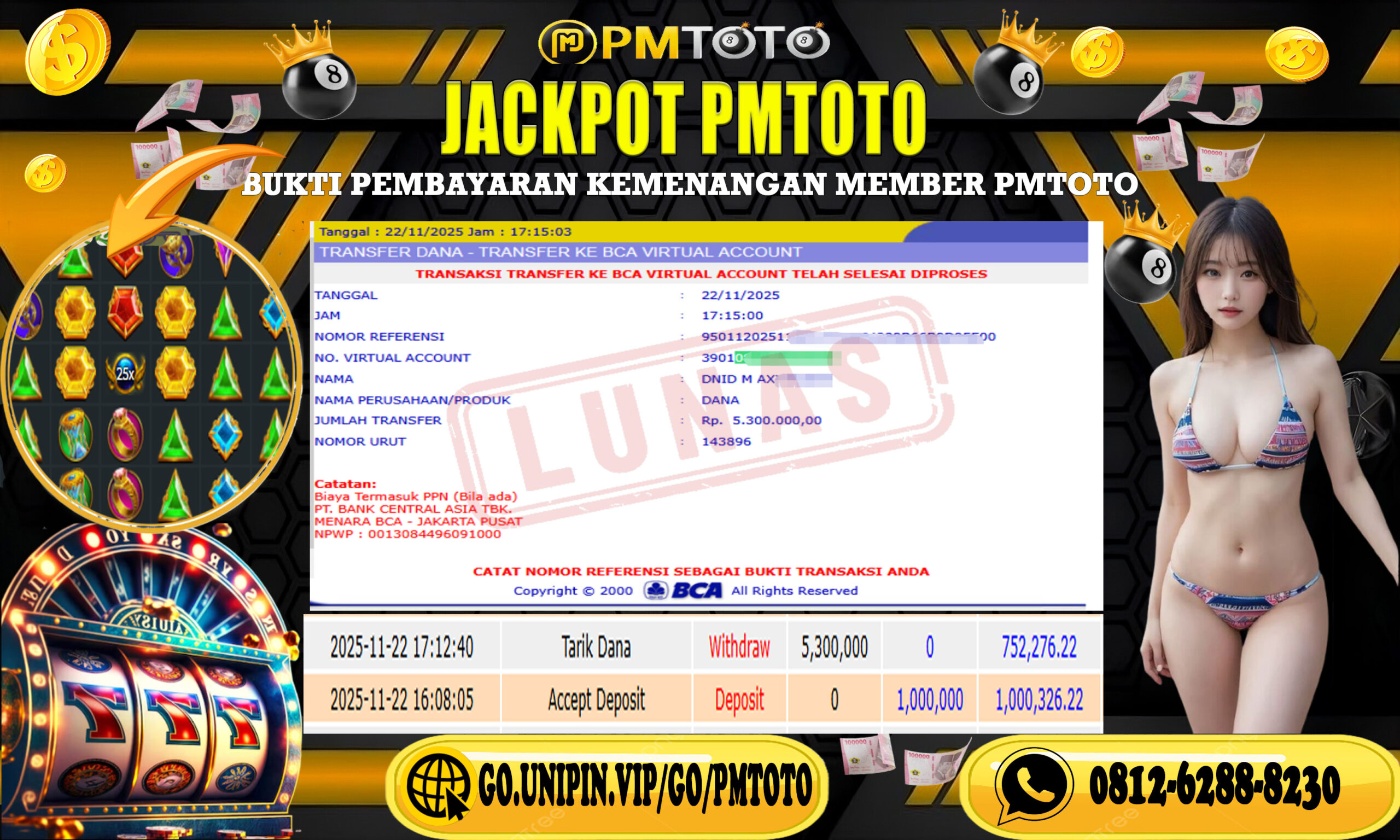 SELAMAT KEPADA MEMBER PMTOTO JACKPOT SLOT ZEUS 1000 Rp.5.300.000.,- LUNAS