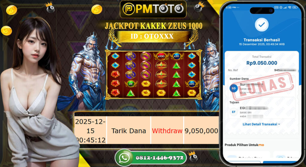 SELAMAT KEPADA MEMBER PMTOTO JACKPOT SLOT GATES OF OLYMPUS 1000 Rp.9.050.000.,- LUNAS