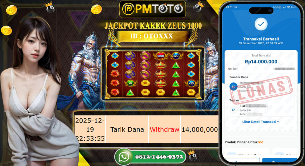 SELAMAT KEPADA MEMBER PMTOTO JACKPOT GATES OF OLYMPUS 1000 Rp.14.000.000.,- LUNAS