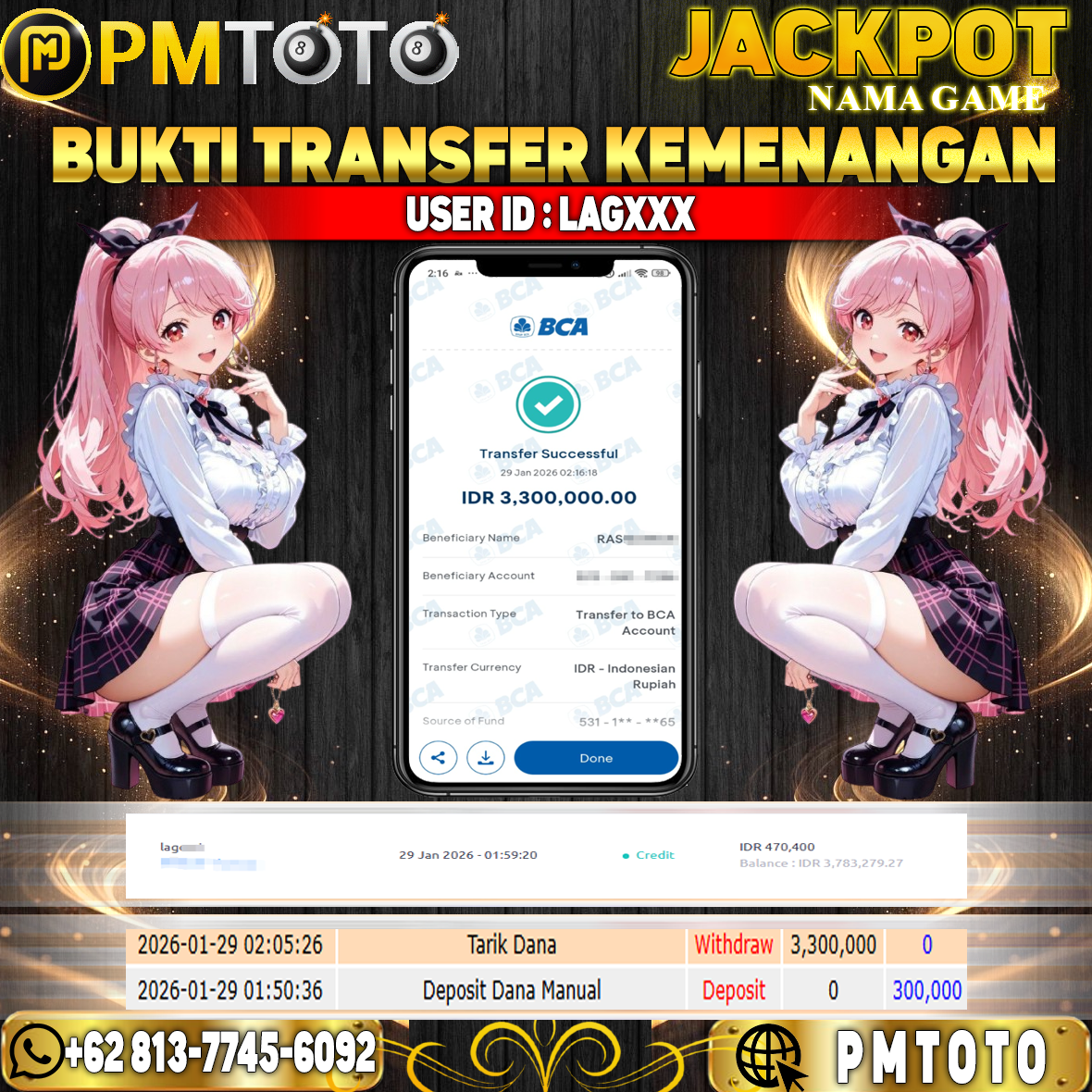 SELAMAT KEPADA MEMBER LAGXXX JACKPOT 3,3 JUTA DI MAHJONG WAYS