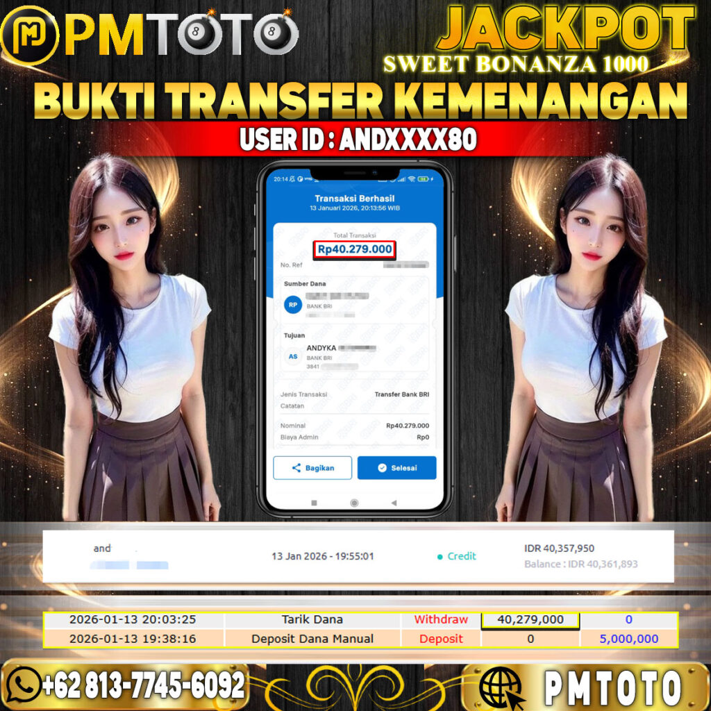 SELAMAT KEPADA MEMBER ANDXXXX80 JACKPOT 40,2 JUTA DI SWEET BONANZA 1000