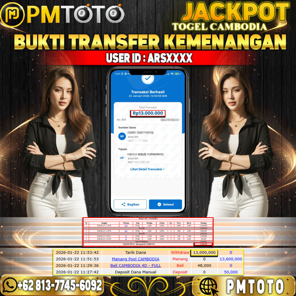 SELAMAT KEPADA MEMBER ARSXXXX JACKPOT 13 JUTA DI TOGEL CAMBODIA