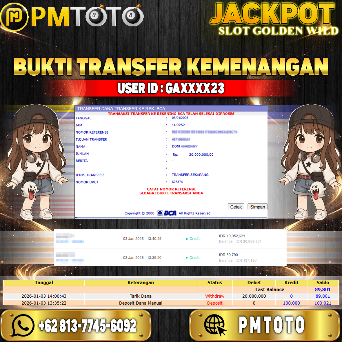 SELAMAT KEPADA MEMBER GALXX23 JACKPOT 20 JUTA SLOT GOLDEN WILD IDN