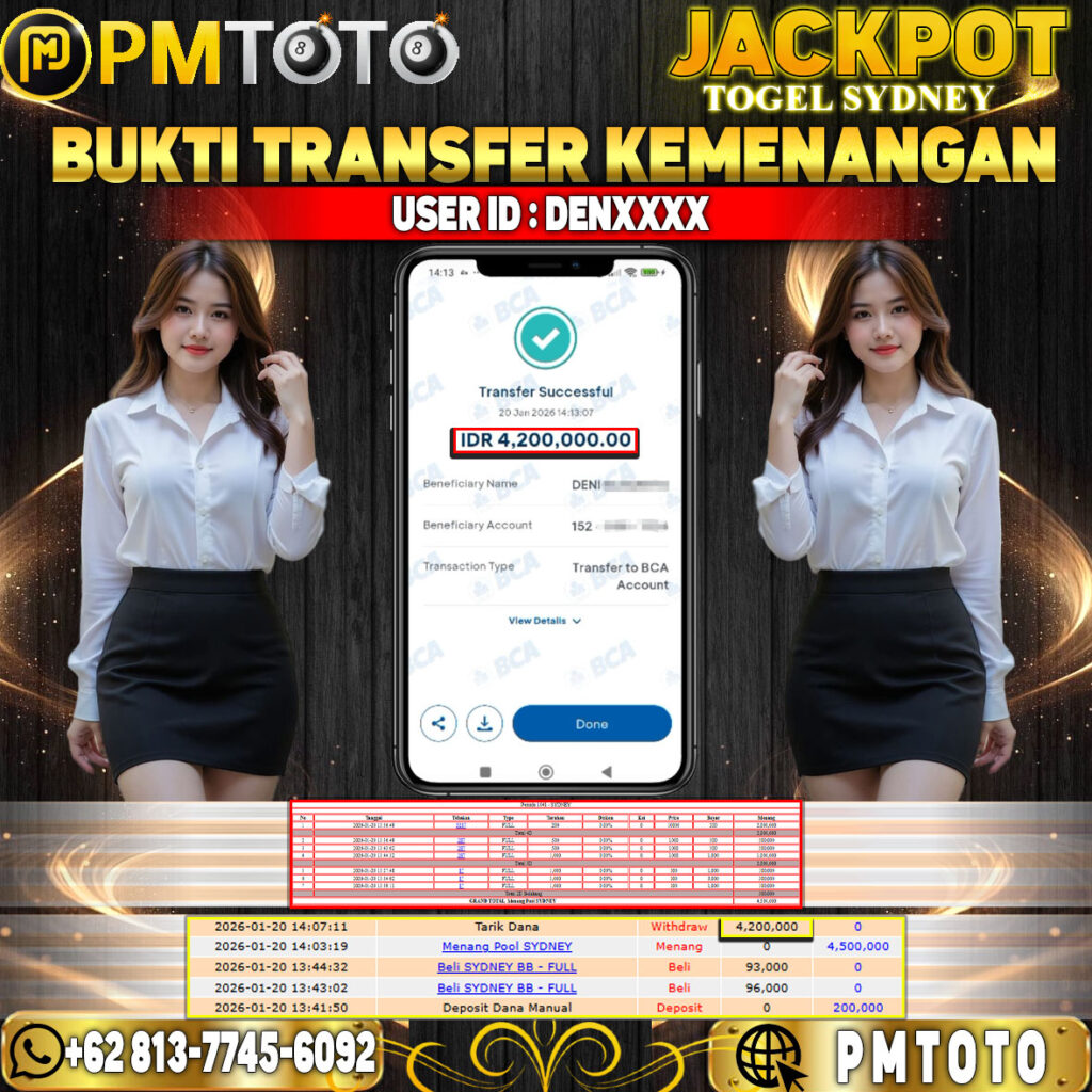 SELAMAT KEPADA MEMBER DENXXXX JACKPOT 4,2 JUTA DI TOGEL SYDNEY