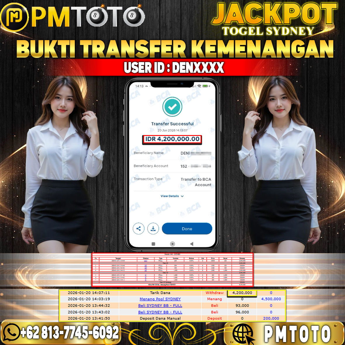SELAMAT KEPADA MEMBER DENXXXX JACKPOT 4,2 JUTA DI TOGEL SYDNEY