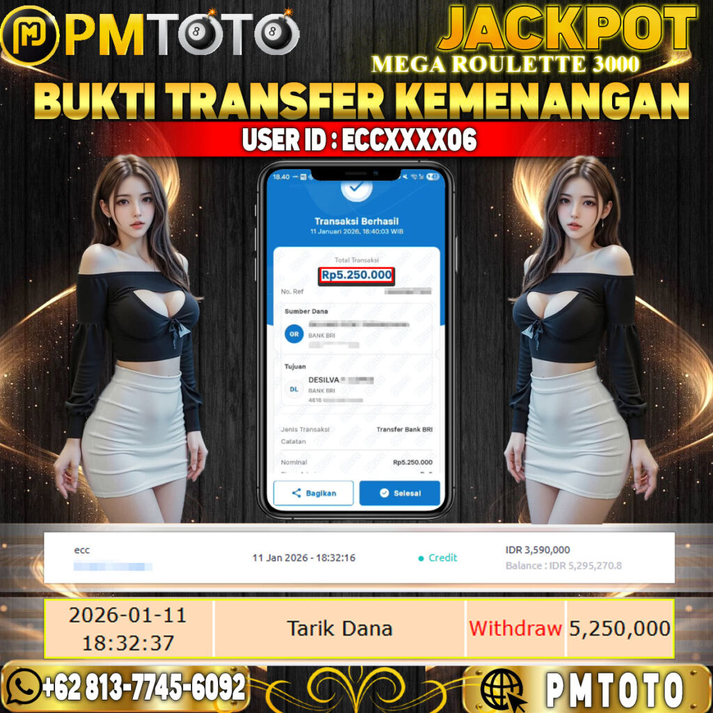 SELAMAT KEPADA MEMBER ECCXXXX06 JACKPOT 5,2 JUTA DI CASINO MEGA ROULETTE 3000