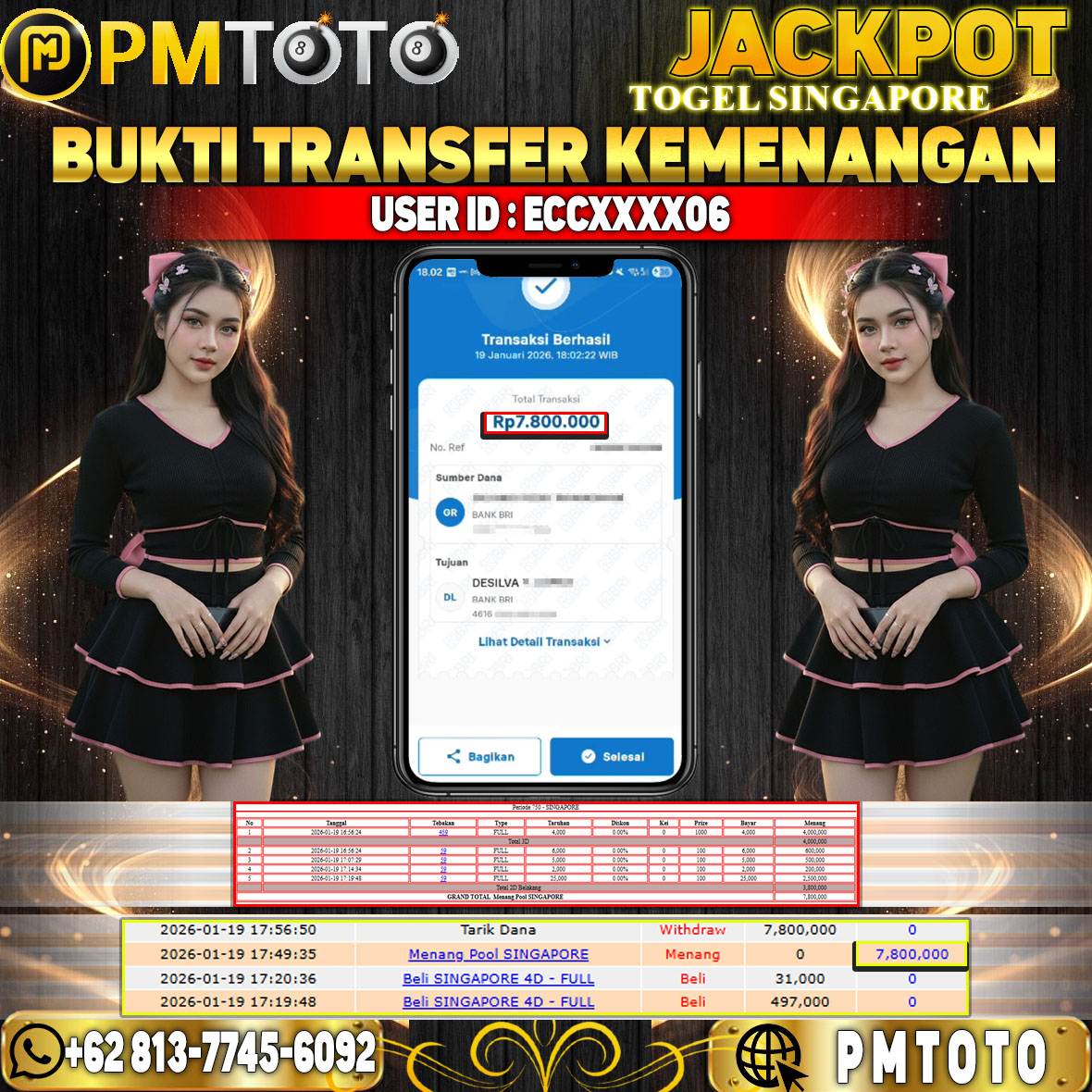 SELAMAT KEPADA MEMBER ECCXXXX06 JACKPOT 7,8 JUTA DI TOGEL SINGAPORE