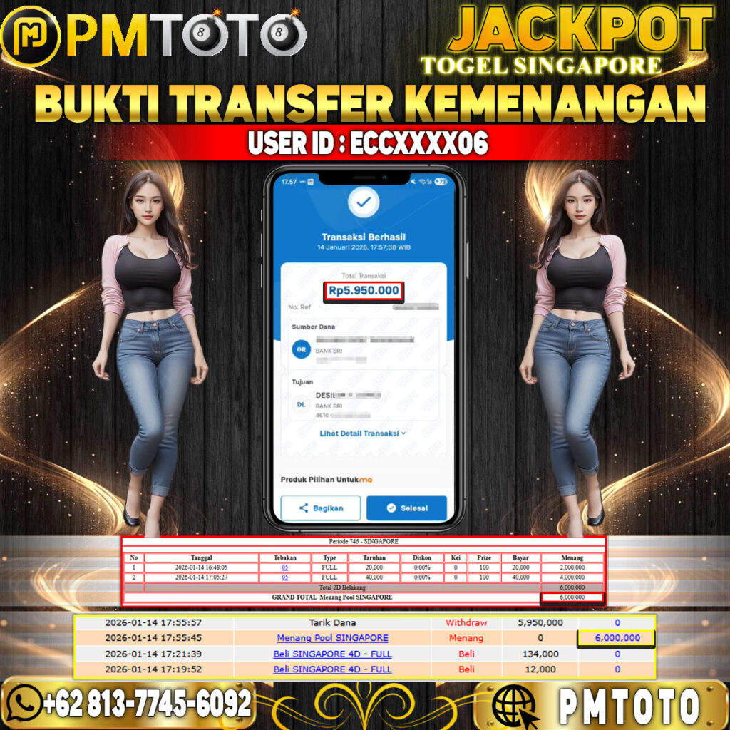 SELAMAT KEPADA MEMBER ECCXXXX06 JACKPOT 6 JUTA DI TOGEL SINGAPORE