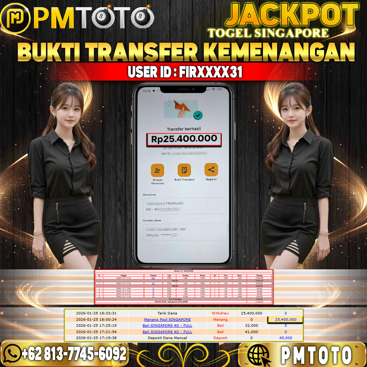SELAMAT KEPADA MEMBER FIRXXXX31 JACKPOT 25,4 JUTA DI TOGEL SINGAPORE