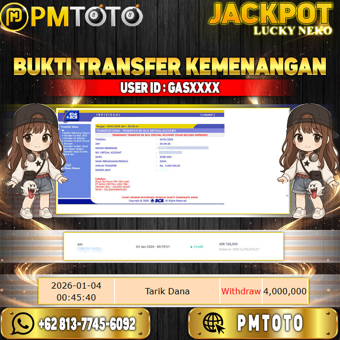 SELAMAT KEPADA MEMBER GASXXXX JACKPOT 4 JUTA DI SLOT LUCKY NEKO