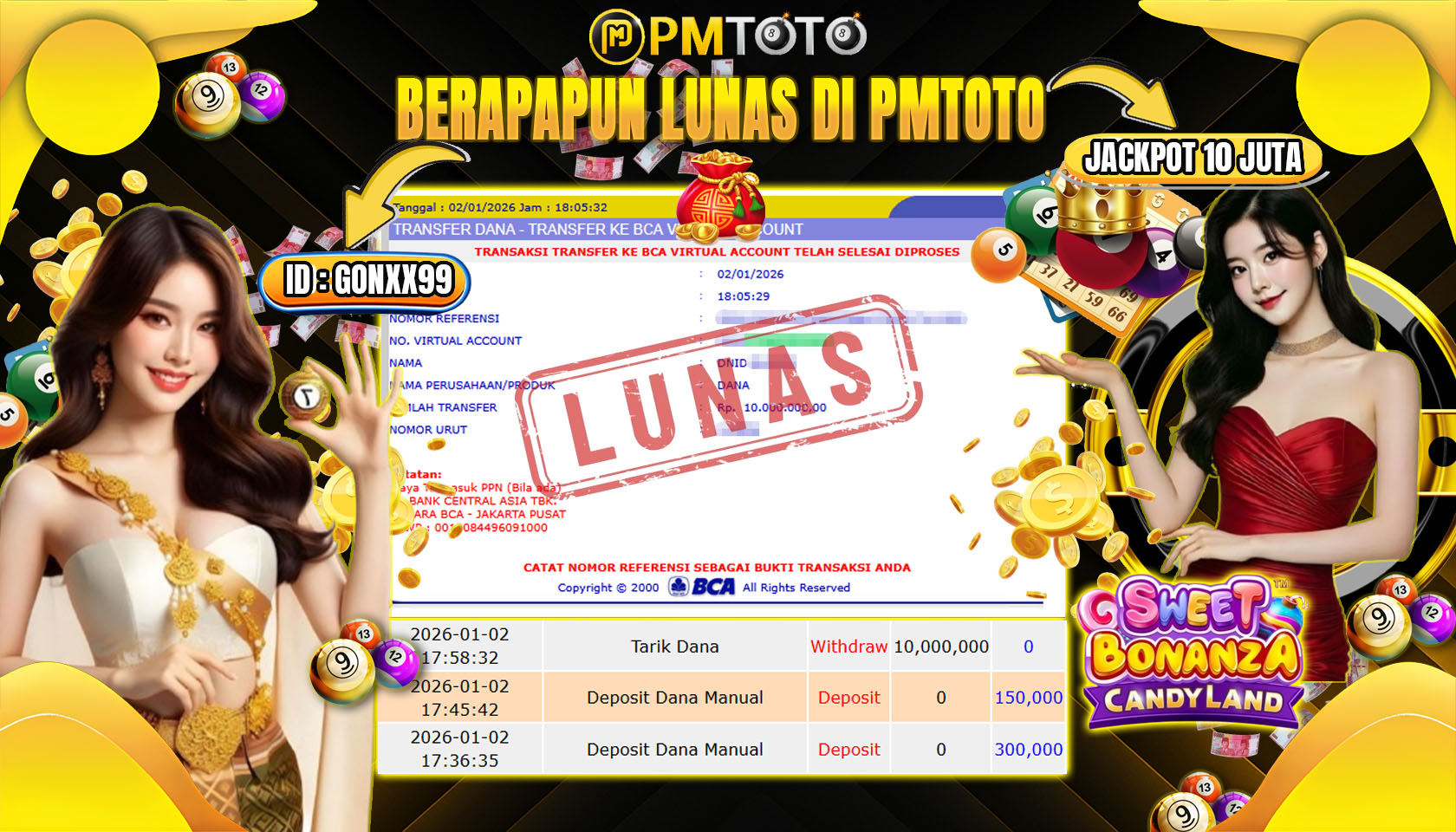 SELAMAT KEPADA MEMBER GONXXXX99 JACKPOT 10 JUTA DI SWEET BONANZA CANDYLAND
