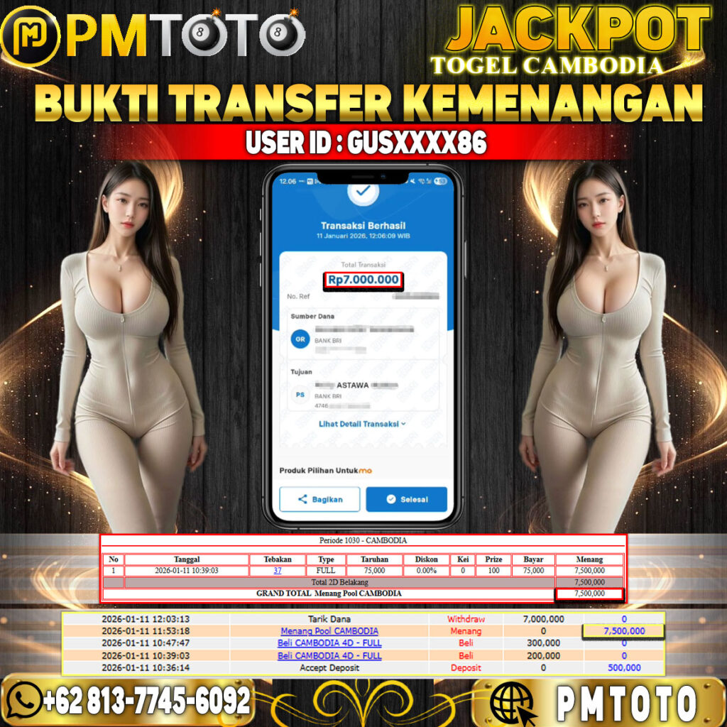 SELAMAT KEPADA MEMBER GUSXXXX86 JACKPOT 7 JUTA DI TOGEL CAMBODIA