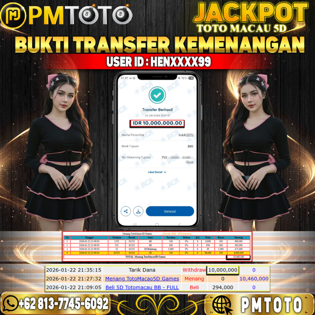SELAMAT KEPADA MEMBER HENXXXX99 JACKPOT 10 JUTA DI TOGEL TOTO MACAU 5D