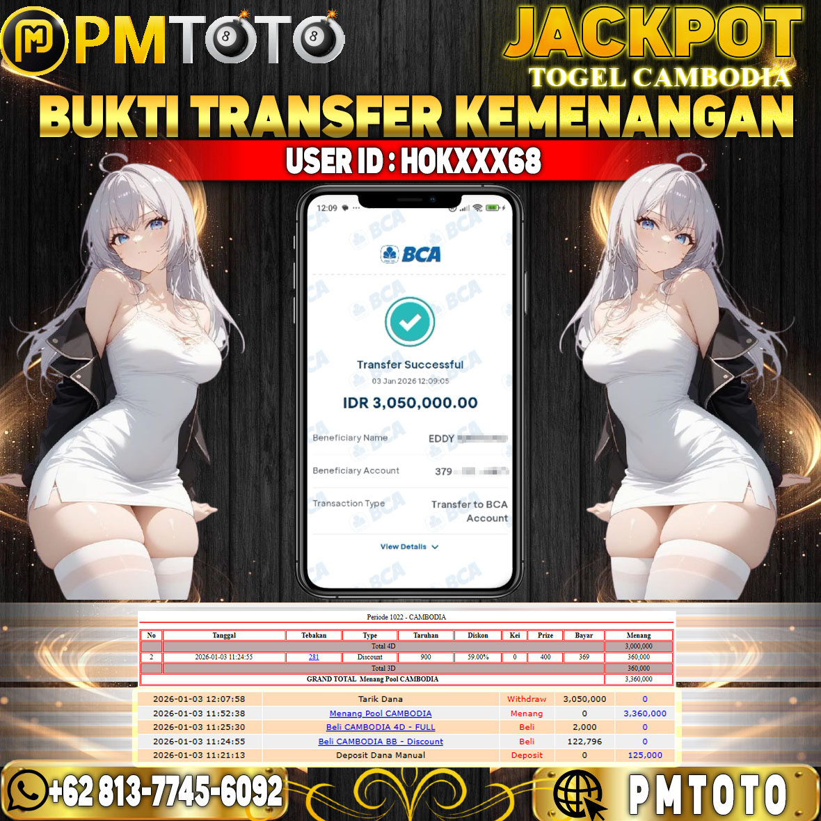 SELAMAT KEPADA MEMBER HOKXX68 JACKPOT 3,3 JUTA TOGEL CAMBODIA