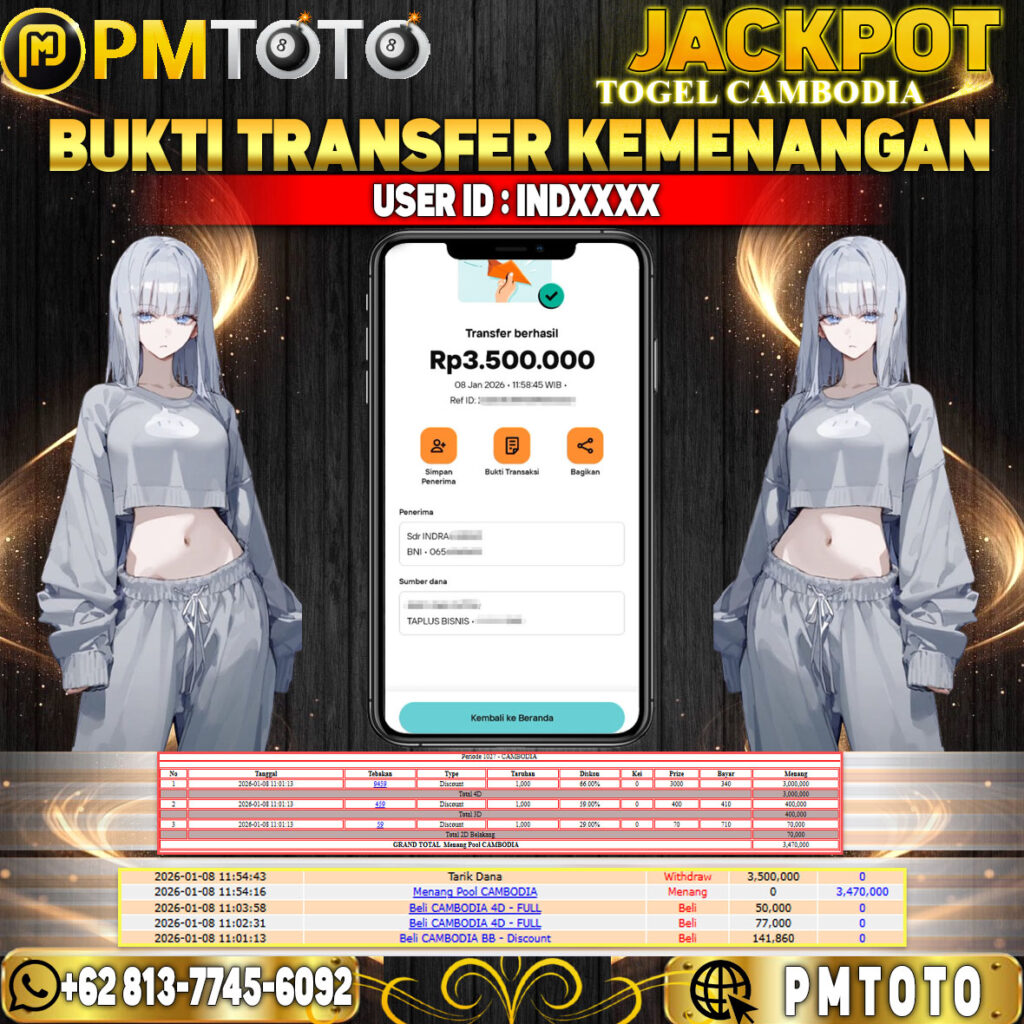 SELAMAT KEPADA MEMBER INDXXXX JACKPOT 3,5 JUTA DI TOGEL CAMBODIA