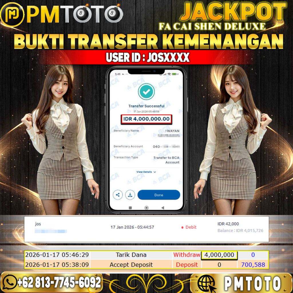 SELAMAT KEPADA MEMBER JOSXXXX JACKPOT 4 JUTA DI FA CAI SHEN DELUXE