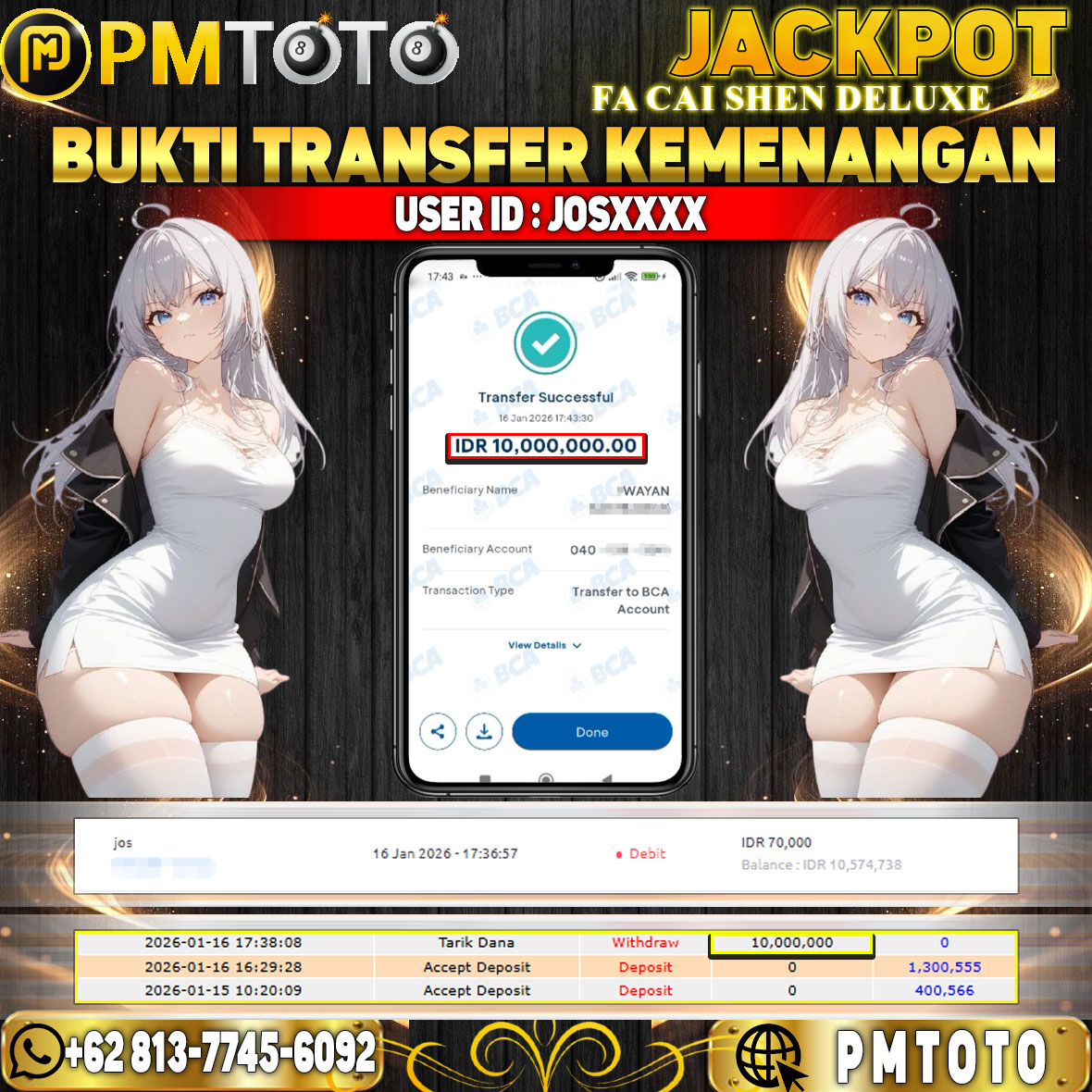 SELAMAT KEPADA MEMBER JOSXXXX JACKPOT 10 JUTA DI FA CAI SHEN DELUXE