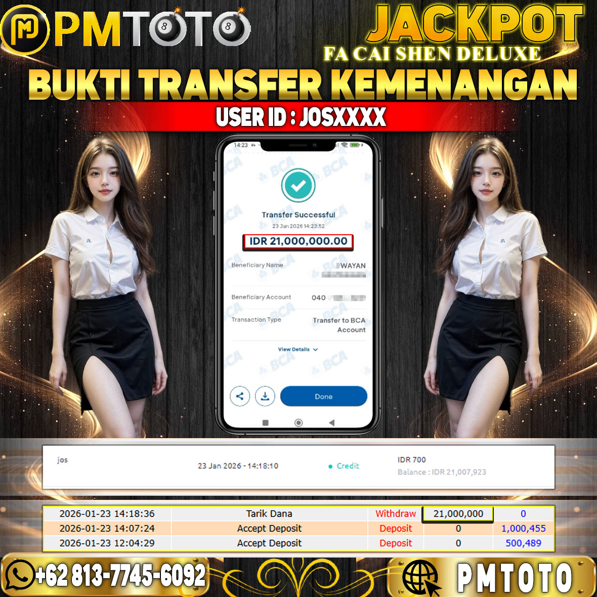 SELAMAT KEPADA MEMBER JOSXXXX JACKPOT 21 JUTA DI FA CAI SHEN DELUXE
