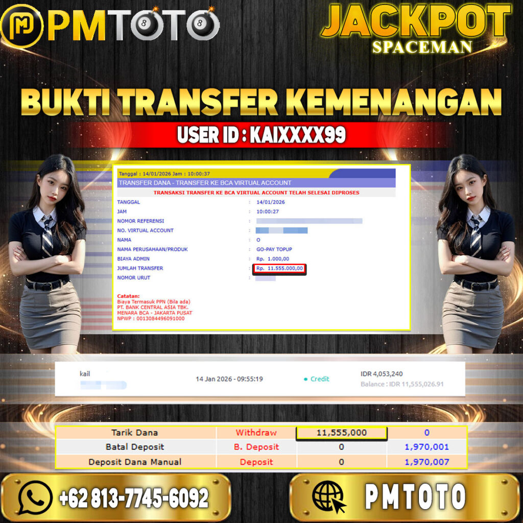 SELAMAT KEPADA MEMBER KAIXXXX99 JACKPOT 11,5 JUTA DI SPACEMAN