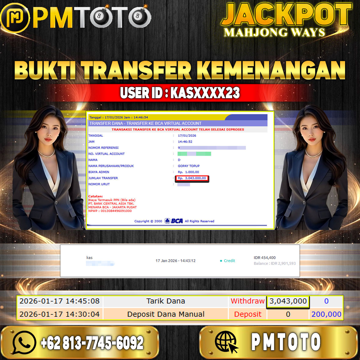 SELAMAT KEPADA MEMBER kASXXXX23 JACKPOT 3 JUTA DI MAHJONG WAYS