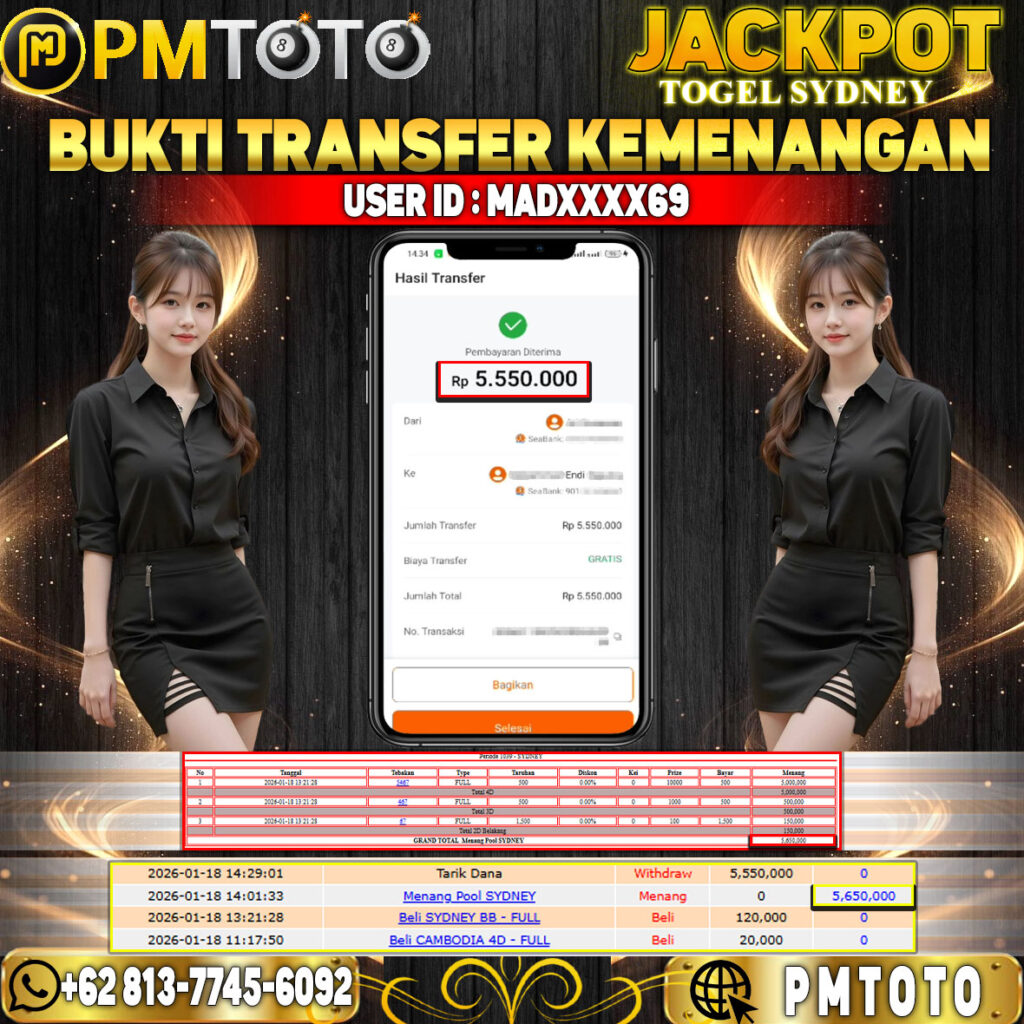 SELAMAT KEPADA MEMBER MADXXXX69 JACKPOT 5,5 JUTA DI TOGEL SYDNEY