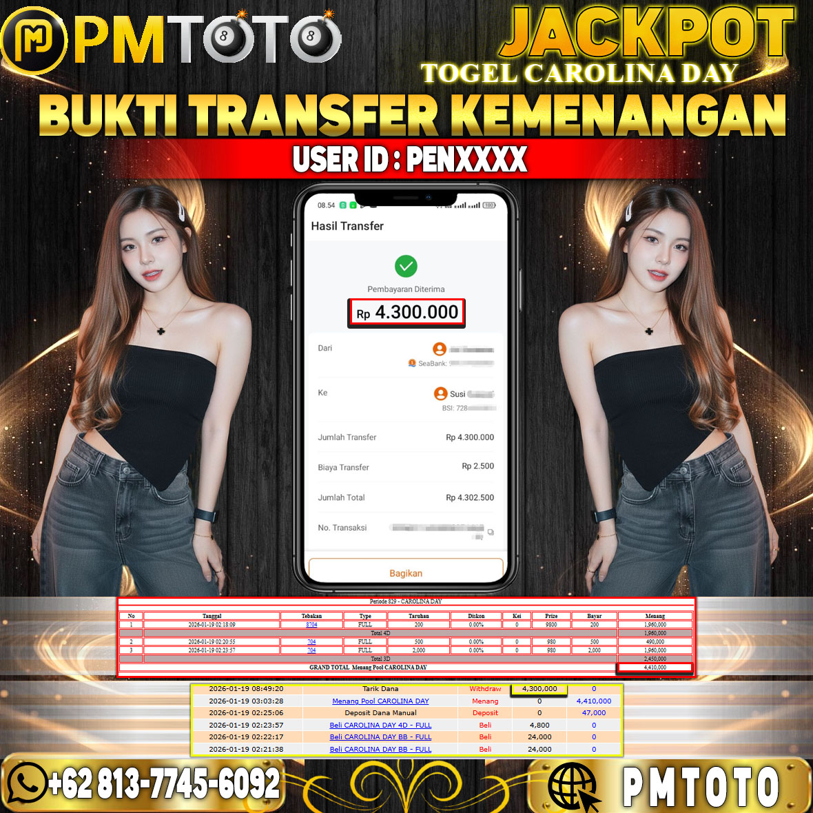 SELAMAT KEPADA MEMBER PENXXXX JACKPOT 4,3 JUTA DI TOGEL CAROLINA DAY