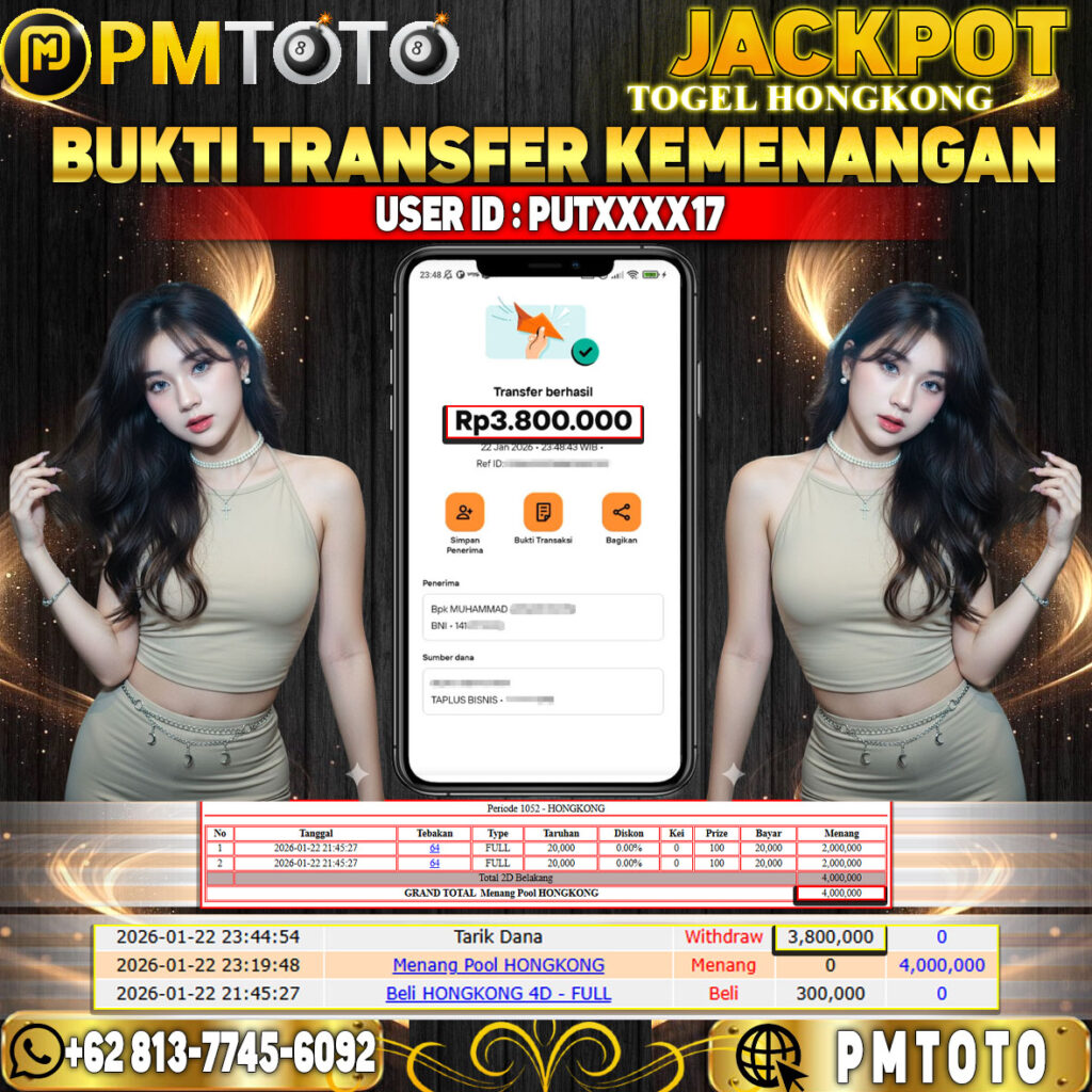 SELAMAT KEPADA MEMBER PUTXXXX17 JACKPOT 3,8 JUTA DI TOGEL HONGKONG LOTTO
