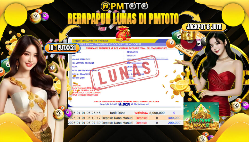 SELAMAT KEPADA MEMBER PMTOTO JACKPOT SLOT MAHJONG WAYS 2 Rp.8.000.000.,- LUNAS