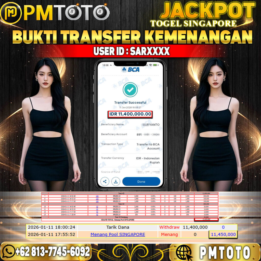 SELAMAT KEPADA MEMBER SARXXXX JACKPOT 11,4 JUTA DI TOGEL SINGAPORE