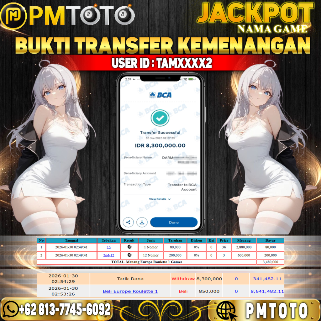 SELAMAT KEPADA MEMBER TAMXXXX2 JACKPOT 8,3 JUTA DI CASINO ROULETTE