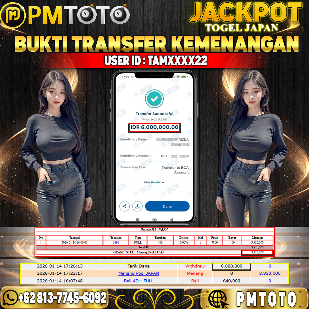 SELAMAT KEPADA MEMBER TAMXXXX22 JACKPOT 6 JUTA DI TOGEL JAPAN