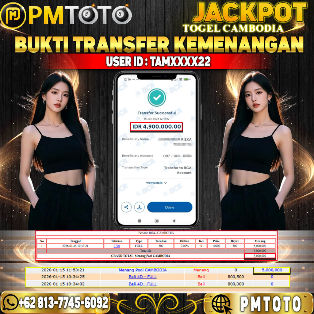 SELAMAT KEPADA MEMBER TAMXXXX22 JACKPOT 5 JUTA DI TOGEL CAMBODIA