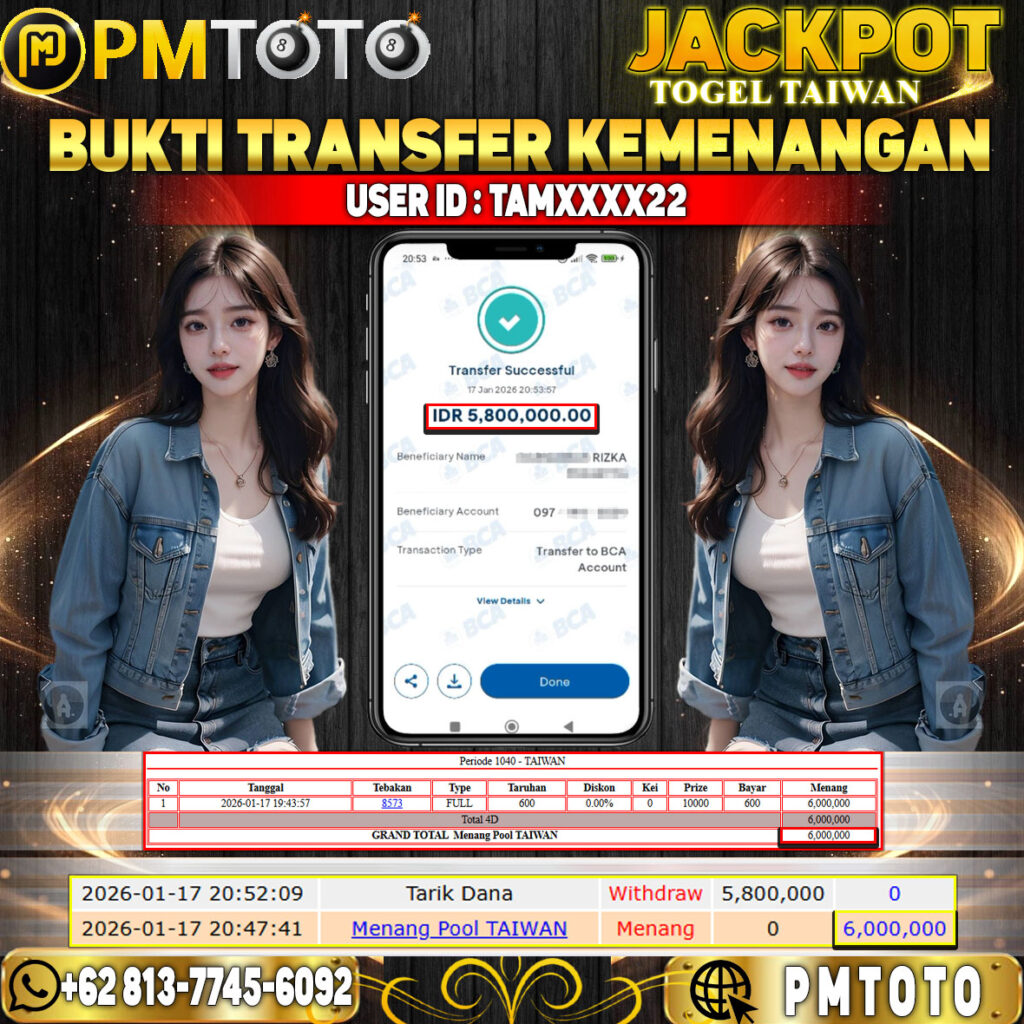 SELAMAT KEPADA MEMBER TAMXXXX22 JACKPOT 6 JUTA DI TOGEL TAIWAN