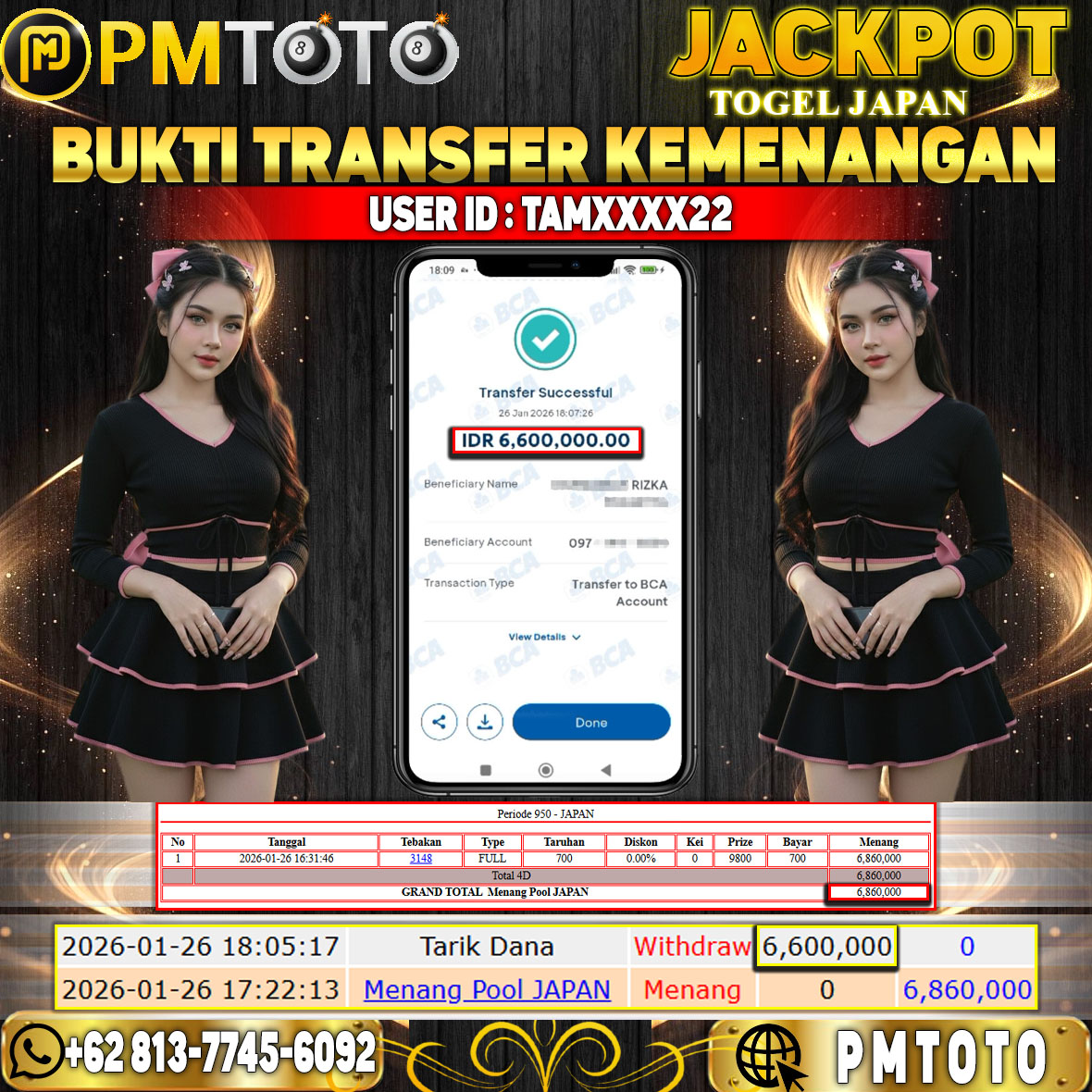 SELAMAT KEPADA MEMBER TAMXXXX22 JACKPOT 6,6 JUTA DI TOGEL JAPAN