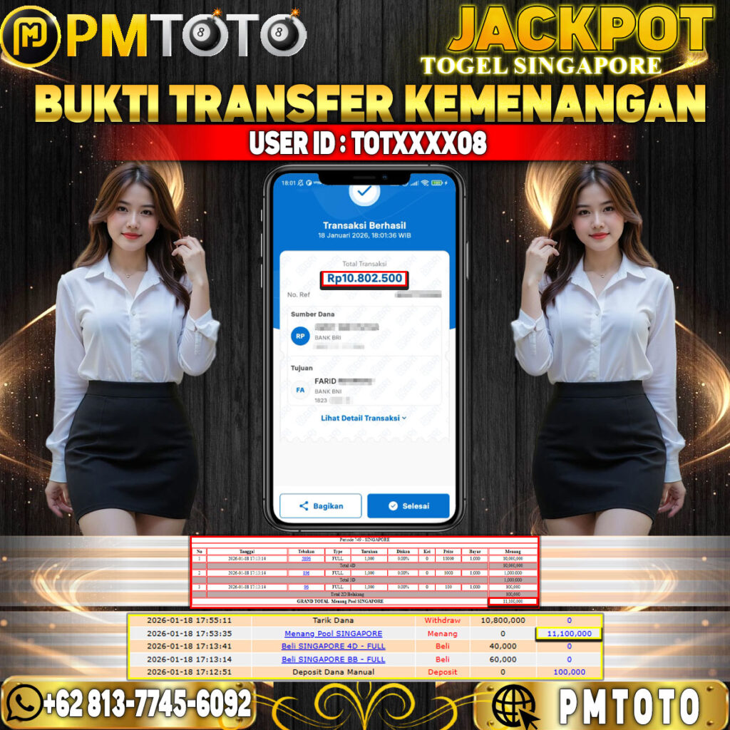 SELAMAT KEPADA MEMBER TOTXXXX08 JACKPOT 10,8 JUTA DI TOGEL SINGAPORE