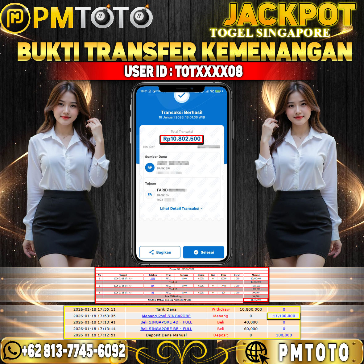 SELAMAT KEPADA MEMBER TOTXXXX08 JACKPOT 10,8 JUTA DI TOGEL SINGAPORE