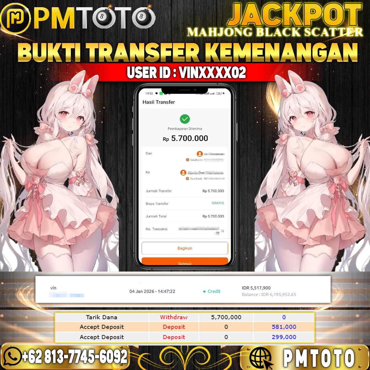 SELAMAT KEPADA MEMBER AGAXXX JACKPOT 5,7 JUTA DI SLOT MAHJONG WINS-3 BLACK SCATTER