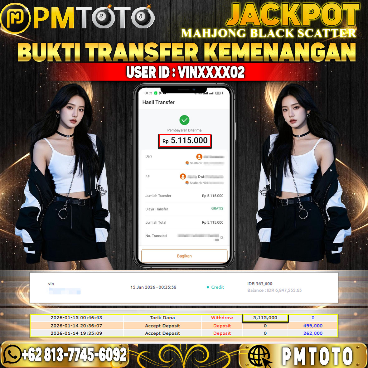 SELAMAT KEPADA MEMBER VINXXXX02 JACKPOT 5,1 JUTA DI MAHJONG WINS 3 BLACK SCATTER