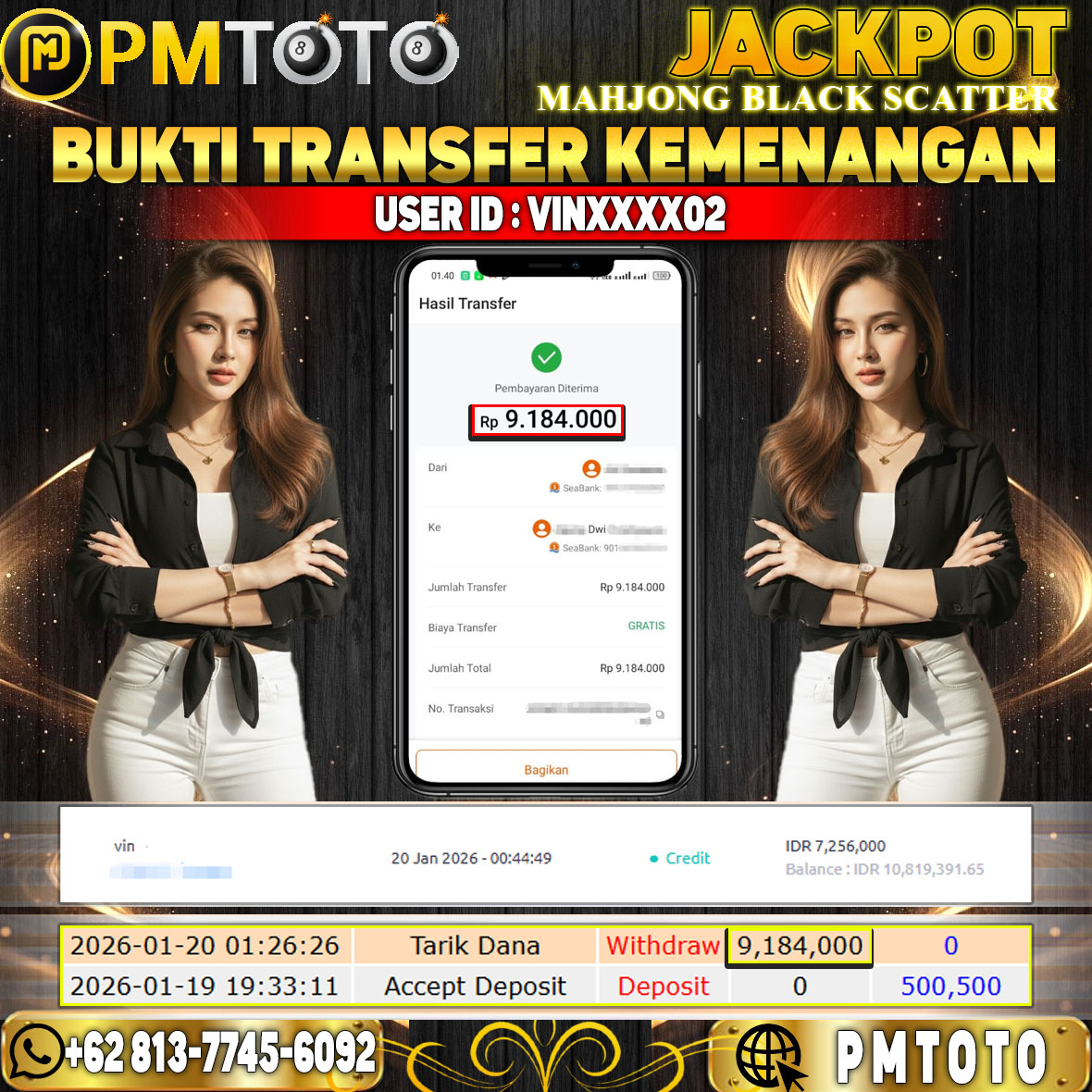 SELAMAT KEPADA MEMBER VINXXXX02 JACKPOT 9,1 JUTA DI MAHJONG WINS 3 BLACK SCATTER