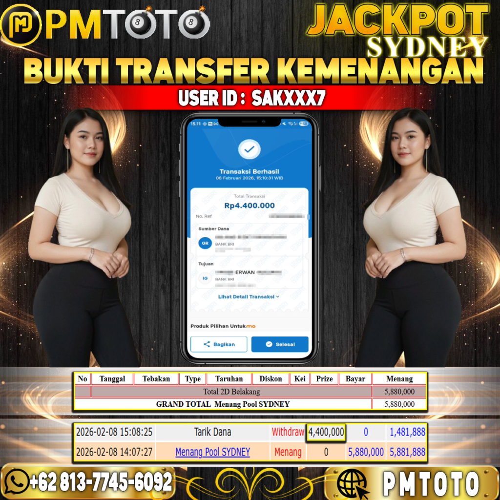SELAMAT KEPADA MEMBER SAKXXX7 JACKPOT 4,4 JUTA DI TOGEL SYDNEY