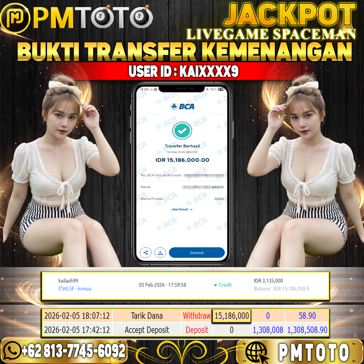 SELAMAT KEPADA MEMBER KAIXXXX9 JACKPOT 15,1 JUTA DI SPACEMAN