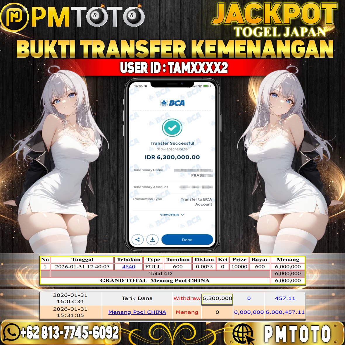 SELAMAT KEPADA MEMBER TAMXXXX2 JACKPOT 6,3 JUTA DI TOGEL JAPAN